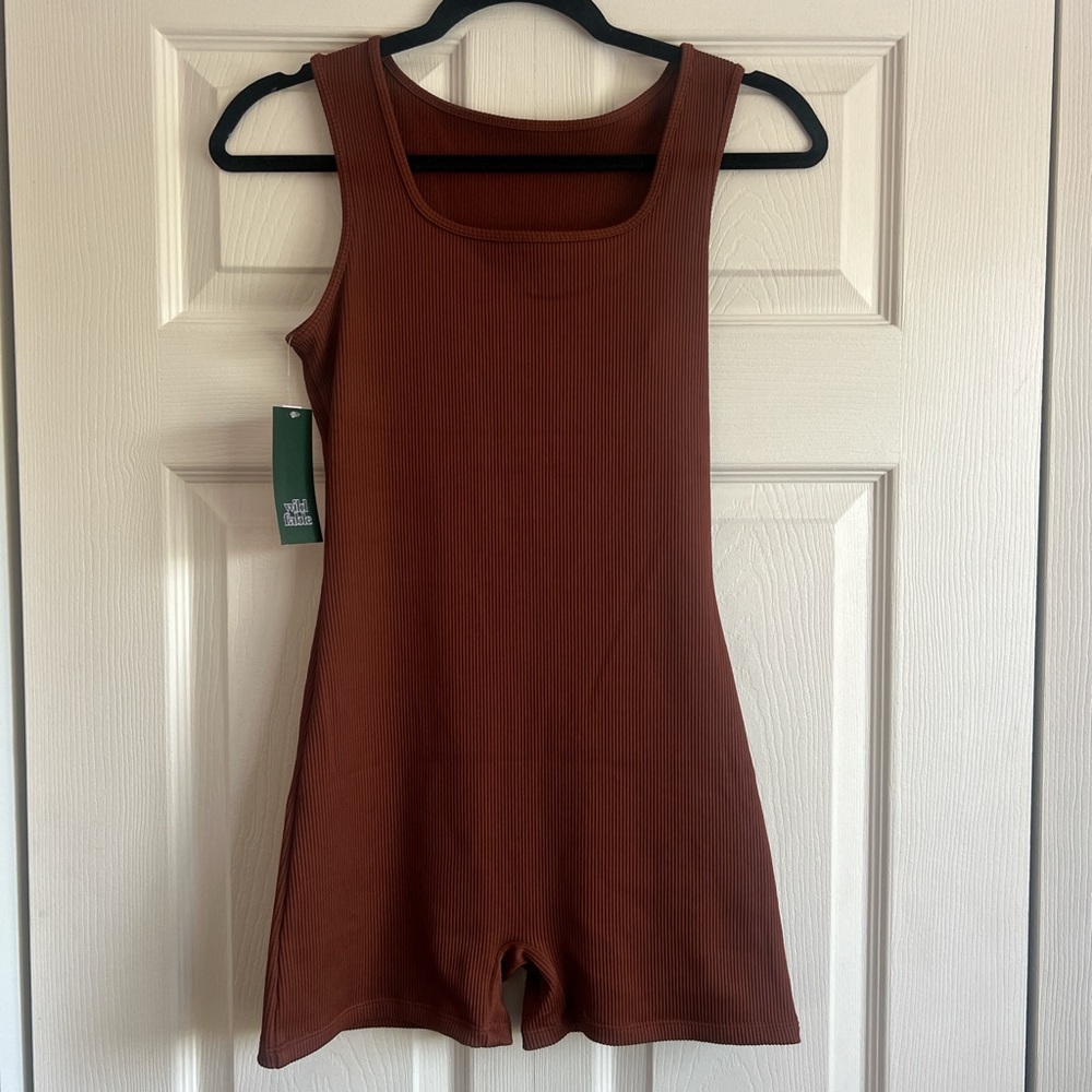 Wild Fable Brown Ribbed Sleeveless Romper
